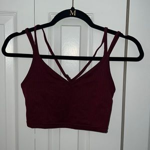 ForLove&Lemons cropped maroon ribbed top, never worn